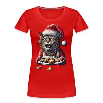 Weihnachten Katze Mit Keksen - Frauen Premium Bio T-Shirt - Navy - Vorne - Mia (176cm)