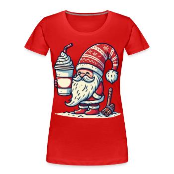 Weihnachtlicher Kaffeeliebhaber Gnom Wichtel - Frauen Premium Bio T-Shirt - Navy - Vorne - Mia (176cm)