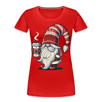 Weihnachten Gnom Mit Kaffeezauber - Frauen Premium Bio T-Shirt - Navy - Vorne - Mia (176cm)