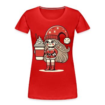 Gnome amateur de café de Noël - T-shirt bio Premium Femme - bleu marine - Devant - Mia (176cm)
