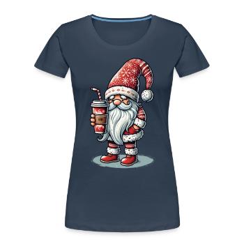 Nain de Noël avec du café pour les amateurs de café - T-shirt bio Premium Femme - bleu marine - Devant - Mia (176cm)