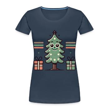 Merry Christmas tree with gifts - Women's Premium Organic T-Shirt - navy - Front - Mia (176cm)