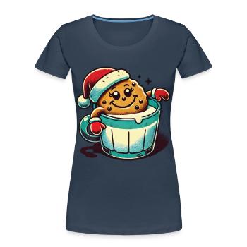 Weihnachten Retro Vintage Kekstasse - Frauen Premium Bio T-Shirt - Navy - Vorne - Mia (176cm)