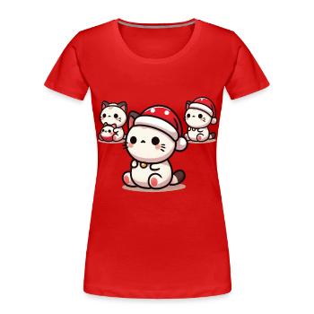 Cute cats with Christmas hat - Women's Premium Organic T-Shirt -  - Front - Mia (176cm)