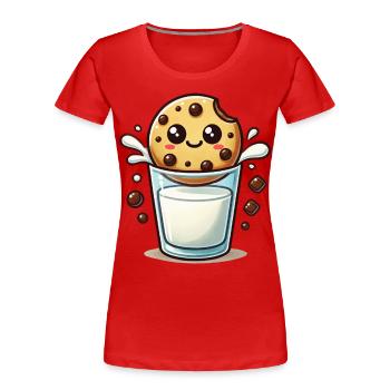 Merry Cookies And Milk Christmas Fun - Women's Premium Organic T-Shirt - navy - Front - Mia (176cm)