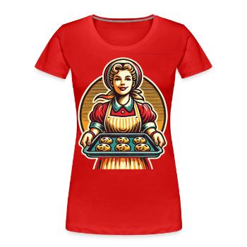 Boulanger traditionnel avec des biscuits frais - T-shirt bio Premium Femme - bleu marine - Devant - Mia (176cm)