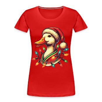 drôle de Noël canard canard amoureux design - T-shirt bio Premium Femme - bleu marine - Devant - Mia (176cm)