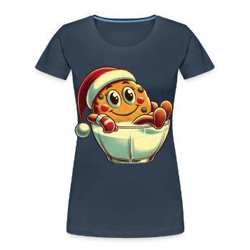 Merry Christmas Retro Cookie Design - Women's Premium Organic T-Shirt - navy - Front - Mia (176cm)