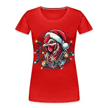 Weihnachtshuhn Mit Lichterkette - Frauen Premium Bio T-Shirt - Navy - Vorne - Mia (176cm)