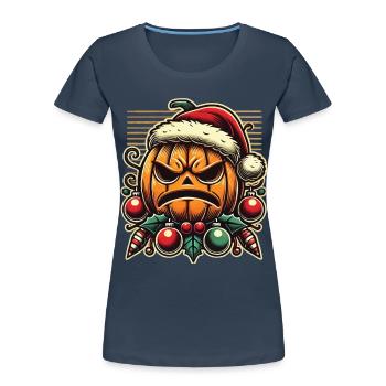 Halloween Christmas Pumpkin Fun - Women's Premium Organic T-Shirt - navy - Front - Mia (176cm)