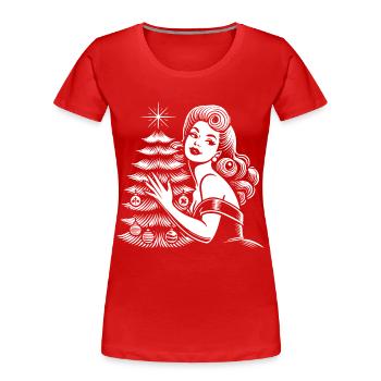 Christmas in retro vintage style - Women's Premium Organic T-Shirt - navy - Front - Mia (176cm)