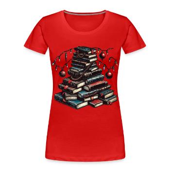 Weihnachtsfreude Für Buchliebhaber - Frauen Premium Bio T-Shirt - Navy - Vorne - Mia (176cm)