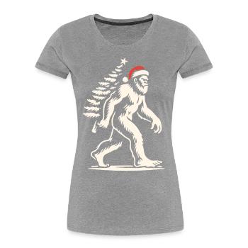 Weihnachtlicher Yeti Mit Weihnachtsbaum - Frauen Premium Bio T-Shirt - Navy - Vorne - Mia (176cm)