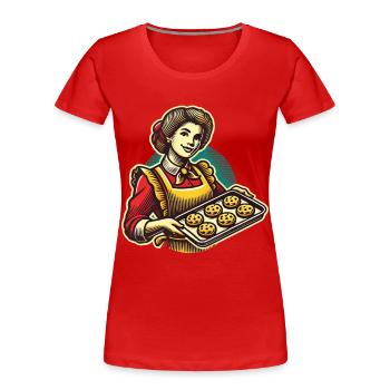 Boulanger nostalgique avec motif de biscuits - T-shirt bio Premium Femme - bleu marine - Devant - Mia (176cm)