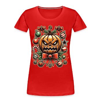 Halloween pumpkin with Christmas decoration - Women's Premium Organic T-Shirt - navy - Front - Mia (176cm)