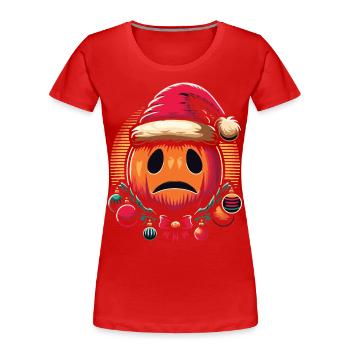 trauriger Kürbis Halloween Weihnachtsfreude - Frauen Premium Bio T-Shirt - Navy - Vorne - Mia (176cm)