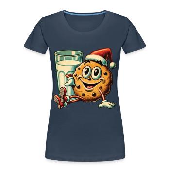 Christmas Retro Vintage Biscuit Style - Women's Premium Organic T-Shirt - navy - Front - Mia (176cm)