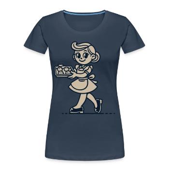 Cuisinier joyeux avec des biscuits - T-shirt bio Premium Femme - bleu marine - Devant - Mia (176cm)