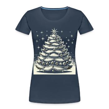 Noël Nostalgique Arbre de Noël Magie - T-shirt bio Premium Femme - bleu marine - Devant - Mia (176cm)
