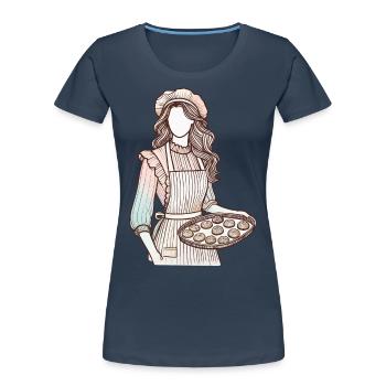 Liebevoller Bäckerin Charm - Frauen Premium Bio T-Shirt - Navy - Vorne - Mia (176cm)