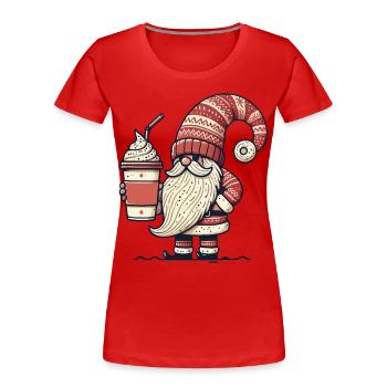 Weihnachtsglocken Kaffeeliebhaber Gnom - Frauen Premium Bio T-Shirt - Navy - Vorne - Mia (176cm)