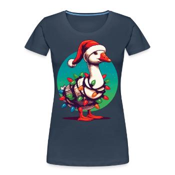 gChristmas Funny Clumsy Goose - Women's Premium Organic T-Shirt - navy - Front - Mia (176cm)