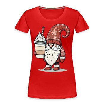 Weihnachtsgnom Mit Kaffee Wichtel - Frauen Premium Bio T-Shirt - Navy - Vorne - Mia (176cm)