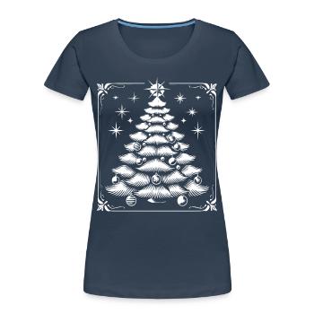 Weihnachtlicher Tannenbaum Mit Sternen - Frauen Premium Bio T-Shirt - Navy - Vorne - Mia (176cm)