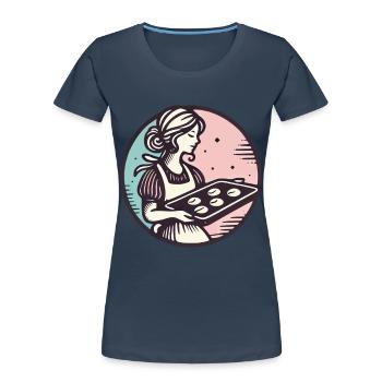 Boulanger vintage avec illustration de biscuits - T-shirt bio Premium Femme - bleu marine - Devant - Mia (176cm)
