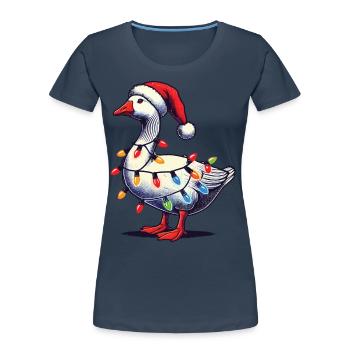 Lustiger Tollpatsch Weihnachten Gans - Frauen Premium Bio T-Shirt - Navy - Vorne - Mia (176cm)