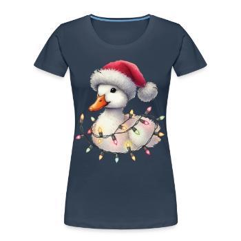 Chapeau de fées de Noël canard drôle - T-shirt bio Premium Femme - bleu marine - Devant - Mia (176cm)