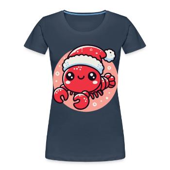 Merry Christmas crab with hat - Women's Premium Organic T-Shirt - navy - Front - Mia (176cm)