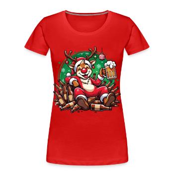 Lustiger Rentier Weihnachtsspaß Für Bierliebhaber - Frauen Premium Bio T-Shirt - Navy - Vorne - Mia (176cm)