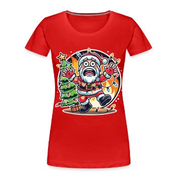 Chaos de Noël avec choc électrique dessin animé - T-shirt bio Premium Femme - bleu marine - Devant - Mia (176cm)