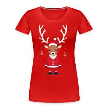 Tenue de Noël Joyeux Renne - T-shirt bio Premium Femme - bleu marine - Devant - Mia (176cm)