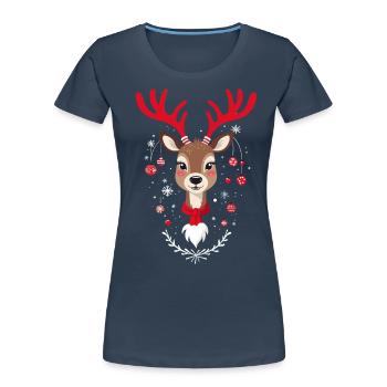 Joyeux Noël Renne Magie - T-shirt bio Premium Femme - bleu marine - Devant - Mia (176cm)