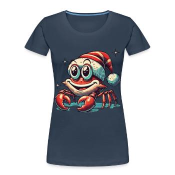 Noël Joyeux Cancer Avec Chapeau - T-shirt bio Premium Femme - bleu marine - Devant - Mia (176cm)