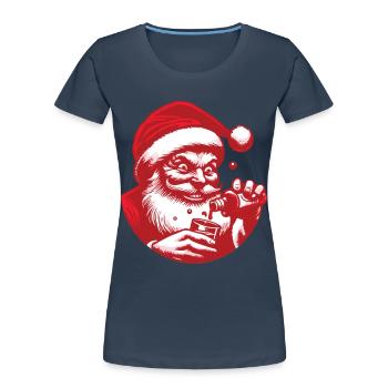 Santa Liebt Alkohol Weihnachten Fun - Frauen Premium Bio T-Shirt - Navy - Vorne - Mia (176cm)