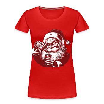 Santa Liebt Alkohol Weihnachten Humor - Frauen Premium Bio T-Shirt - Navy - Vorne - Mia (176cm)
