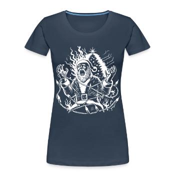 Funny Sarcasm Santa Claus Chaos - Women's Premium Organic T-Shirt - navy - Front - Mia (176cm)