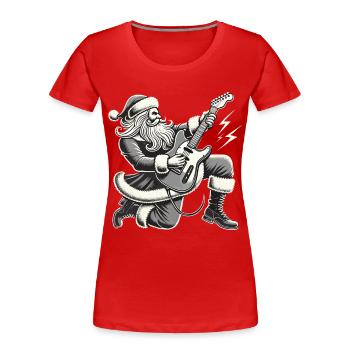 Rocking Santa Claus with guitar - Women's Premium Organic T-Shirt - navy - Front - Mia (176cm)