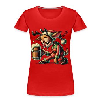Funny Reindeer For Beer Lovers Party - Women's Premium Organic T-Shirt - navy - Front - Mia (176cm)