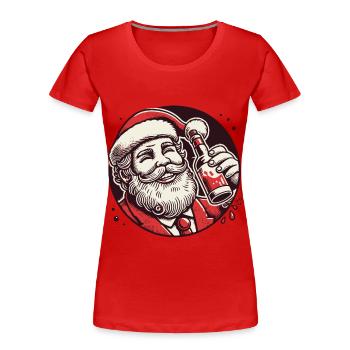 Santa Liebt Alkohol Weihnachtsfreude - Frauen Premium Bio T-Shirt - Navy - Vorne - Mia (176cm)