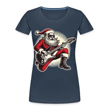 Rocking Santa Claus with guitar - Women's Premium Organic T-Shirt - navy - Front - Mia (176cm)