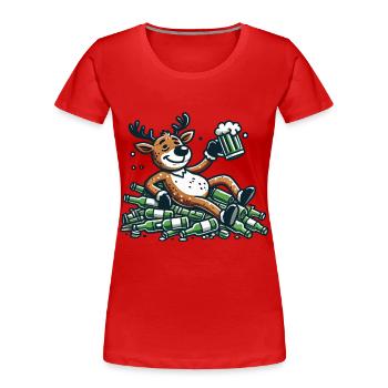 Funny Christmas Reindeer for Beer Lovers - Women's Premium Organic T-Shirt - navy - Front - Mia (176cm)