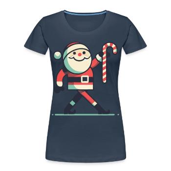 lustiHappy Santa avec canne à sucre - T-shirt bio Premium Femme - bleu marine - Devant - Mia (176cm)