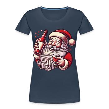 Christmas humor: Santa loves alcohol - Women's Premium Organic T-Shirt - navy - Front - Mia (176cm)