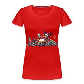 Funny Reindeer For Beer Lovers Christmas - Women's Premium Organic T-Shirt - navy - Front - Mia (176cm)