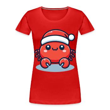 Fröhliche Krabbe Weihnachten Hut - Frauen Premium Bio T-Shirt - Navy - Vorne - Mia (176cm)