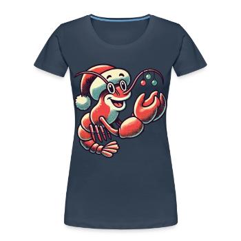 Christmas lobster with cap - Women's Premium Organic T-Shirt - navy - Front - Mia (176cm)